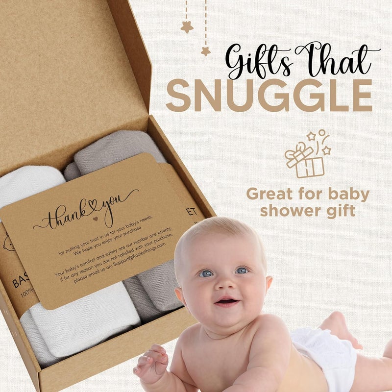 KoolerThings Crib Sheets 100% Organic Jersey Cotton Sheets for Boys & Girls, Fitted Sheets for Standard Crib & Toddler Mattress - Super Soft & Breathable for Cozy Comfort | White + Grey - 52"x28" (2 Pack) - Image 5
